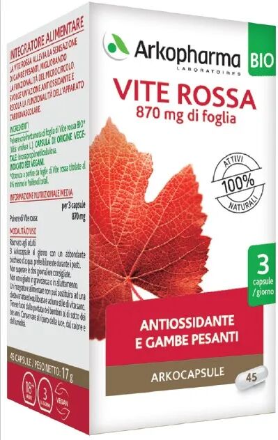 ARKOPHARMA Arkocapsule Vite Rossa Integratore Per Gambe Pesanti 45 Capsule