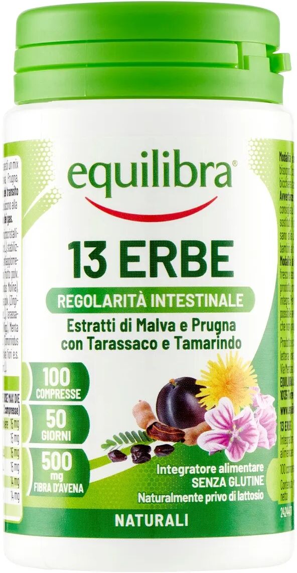 Equilibra 13 Erbe con Fibra Integratore Transito Intestinale 100 Compresse