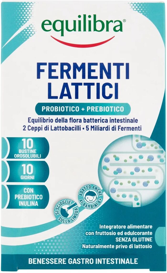 Equilibra Fermenti Lattici Integratore di Probiotico e Prebiotici 10 Bustine Orosolubili