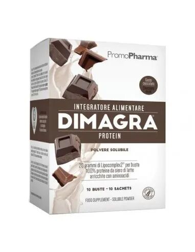 Dimagra Protein Cioccolato Integratore per Massa Muscolare 10 Buste