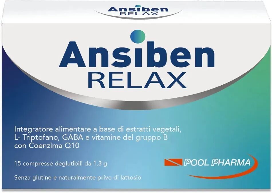 POOL PHARMA Ansiben Relax Integratore Contro Ansia e Stress 15 Compresse