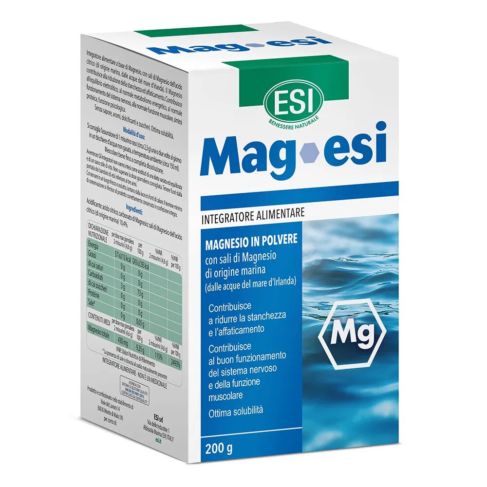 Esi Mag- Integratore di Magno in Polvere Per Stanchezza ed Affaticamento Barattolo da 200 g