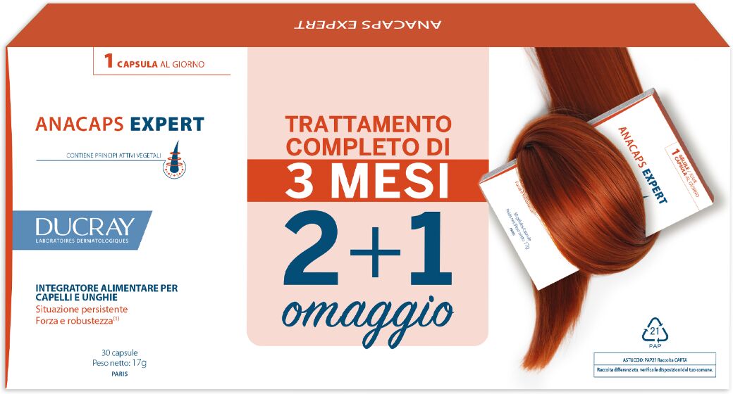 Ducray Anacaps Expert Trio Integratore Per Capelli e Unghie PROMO 3X30 Capsule