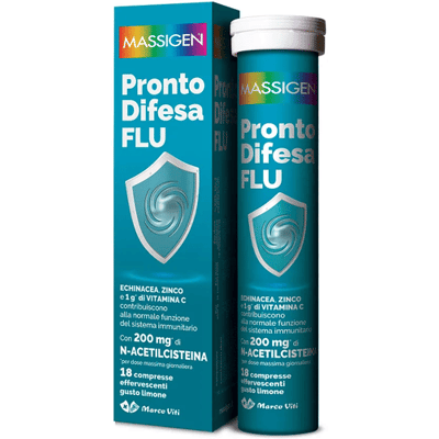 Massigen Pronto Difesa Flu 18 Compresse Effervescenti Gusto Limone Integratore per Sistema Immunitario Massigen Pronto Difesa Flu 18 Compresse Effervescenti Gusto Limone Integratore per Sistema Immunitario