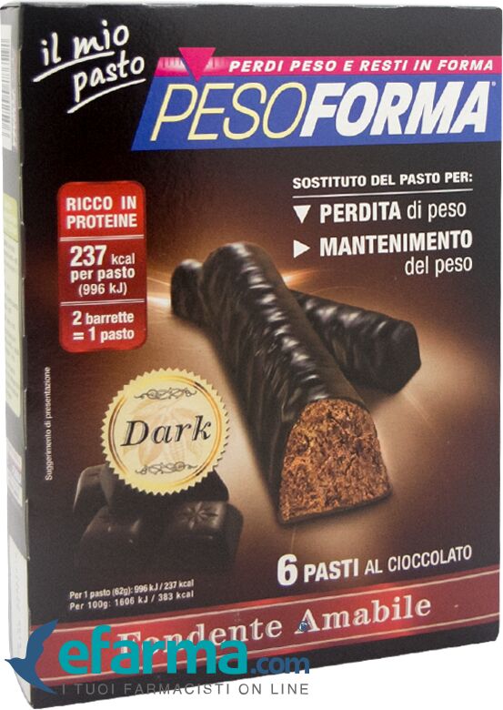 Pesoforma Barrette al Cioccolato Fondente Amabile 6 Pasti