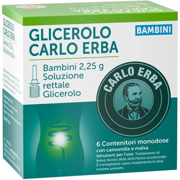 carlo erba glicerolo bambini 2,25g soluzione rettale 6 clismi monodose