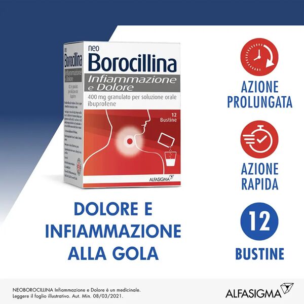 neoborocillina neo borocillina infiammazione e dolore 400mg granulato soluzione orale 12 bustine