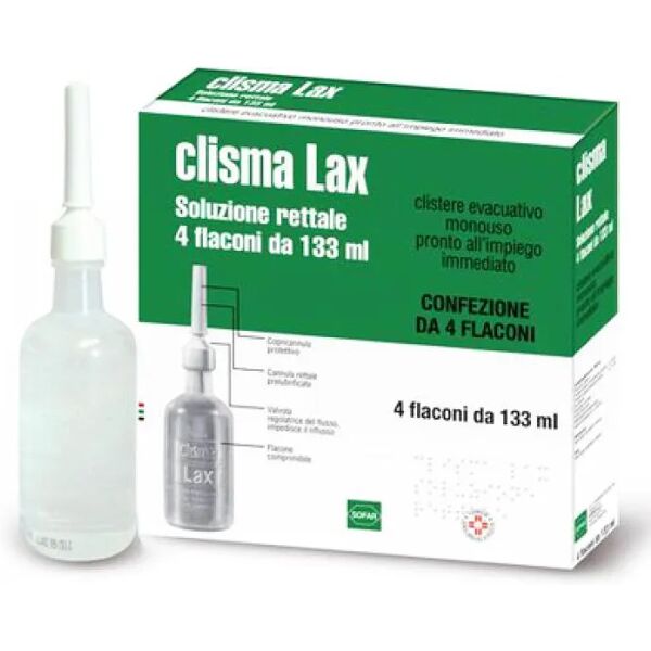 clisma lax soluzione rettale clistere evacuativo 4 flaconi da 133 ml