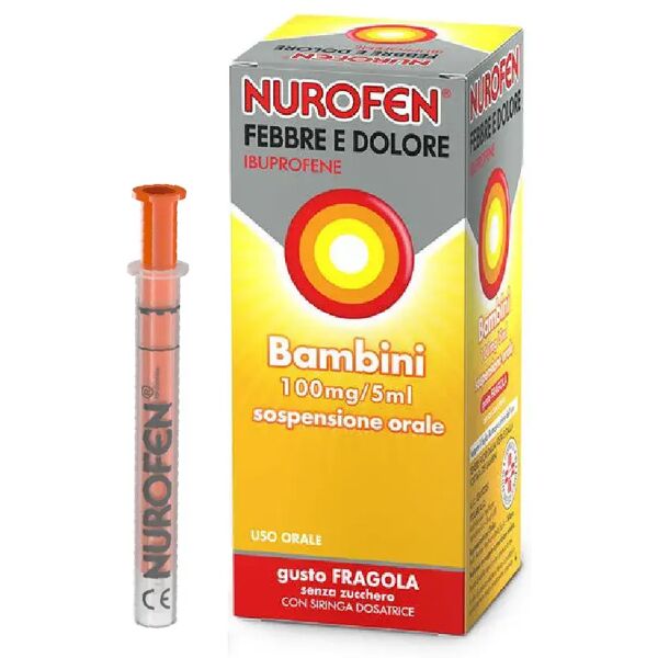 nurofen febbre e dolore bambini 100 mg/5 ml ibuprofene sospensione orale fragola 150 ml