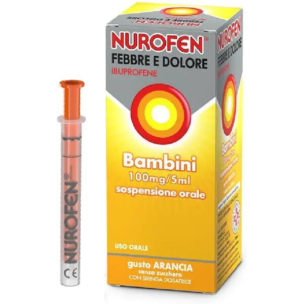 nurofen febbre e dolore bambini 100 mg/5 ml ibuprofene sospensione orale arancia 150 ml