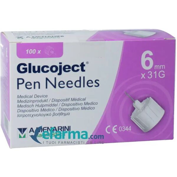 glucoject pen needles 31g 6mm aghi per penne da insulina 100 pezzi