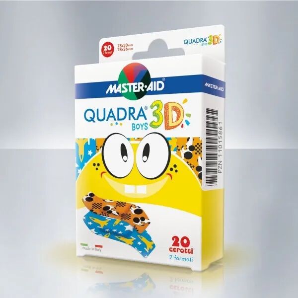 master aid quadra 3d boys cerotti assortiti tnt colorati resistenti 20 pezzi