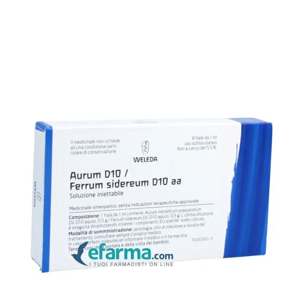 weleda aurum/ferrum sidereum d10 aa medicinale omeopatico 8 fiale