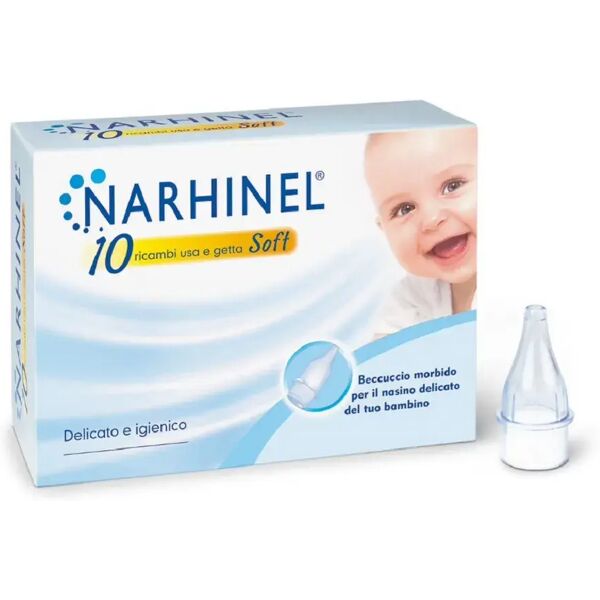 narhinel 10 ricambi per aspiratore nasale neonati e bambini con filtro assorbente usa e getta soft