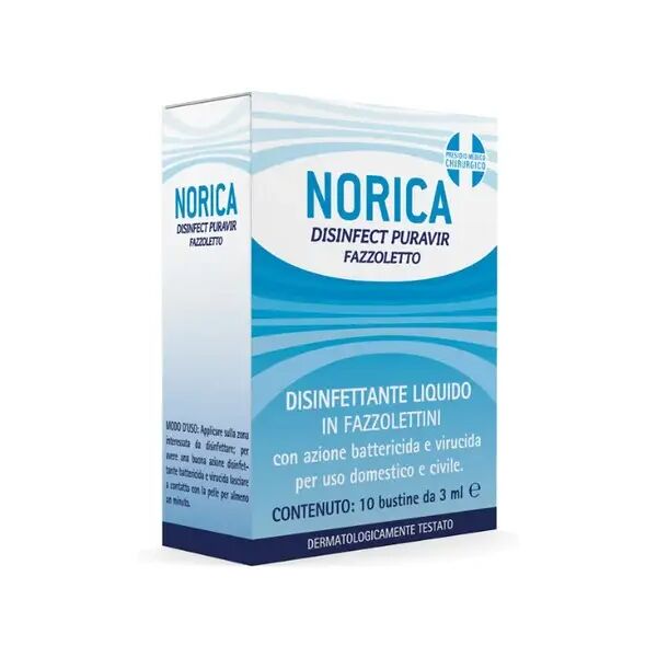 norica disinfect puravir fazzolettini disinfettanti mani 10 bustine