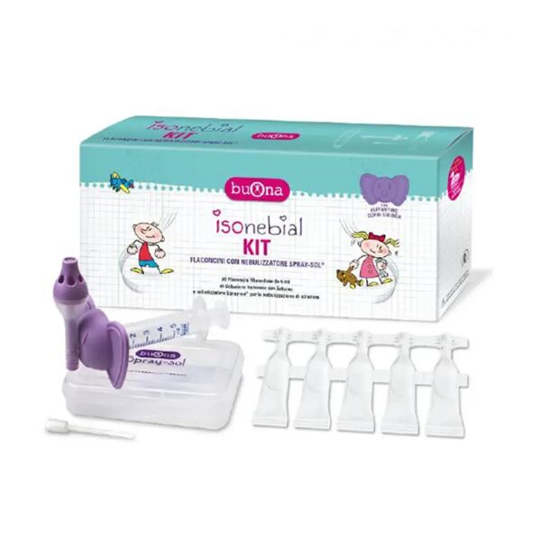 isonebial kit pulizia cavità nasali con 20 flaconcini + nebulizzatore spray-sol + siringa + ago cannula