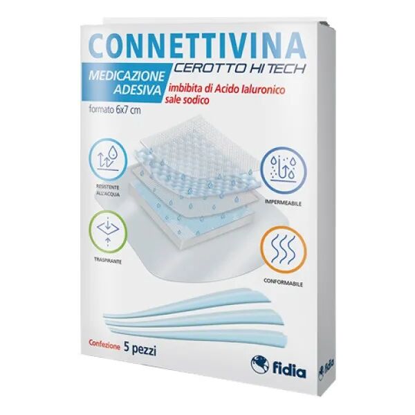 connettivina cerotto hi tech medicazione adesiva 6x7 cm 5 pezzi