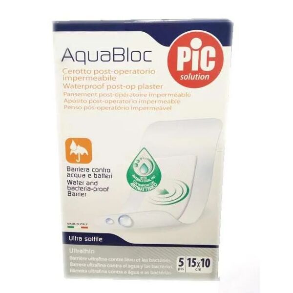 pic solution pic aquabloc cerotti antibatterici 15 x 10 cm 5 pezzi