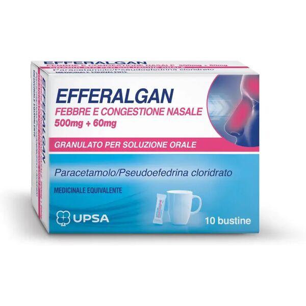 aesculapius farmaceutici efferalgan febbre e congestione nasale 500mg + 60mg 10 bustine