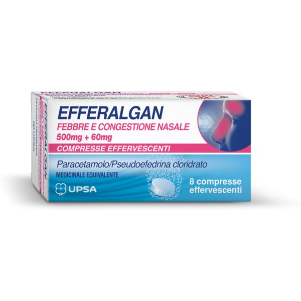 aesculapius farmaceutici efferalgan febbre e congestione nasale 500mg + 60mg 8 compresse effervescenti