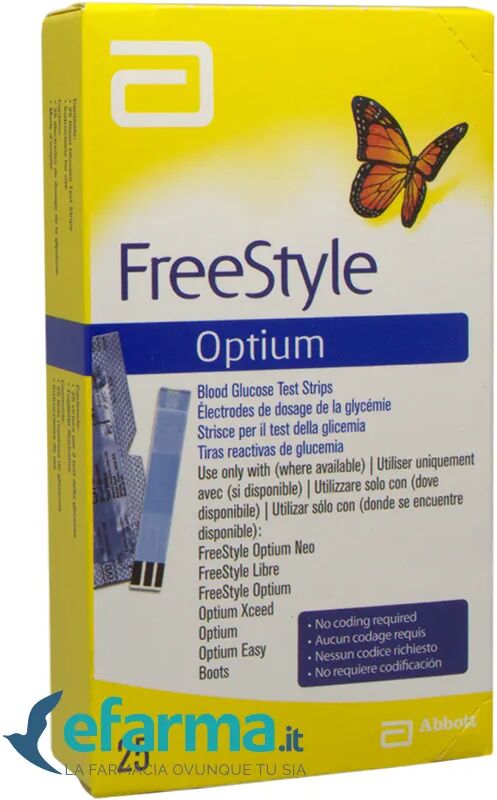 freestyle optium strisce reattive glicemia 25 pezzi