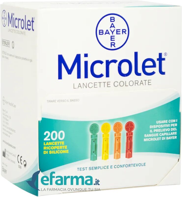 ascensia bayer microlet lancette pungidito colorate 200 pezzi