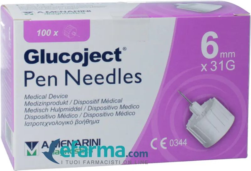 glucoject pen needles 31g 6mm aghi per penne da insulina 100 pezzi