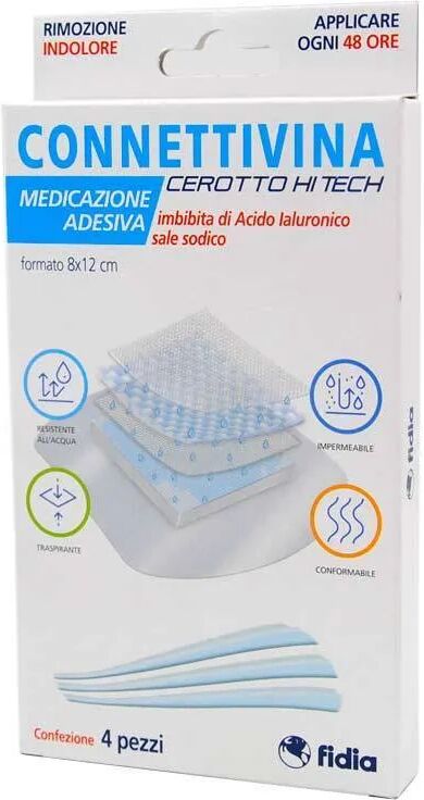 connettivina cerotto hi tech medicazione adesiva 8x12 cm 4 pezzi