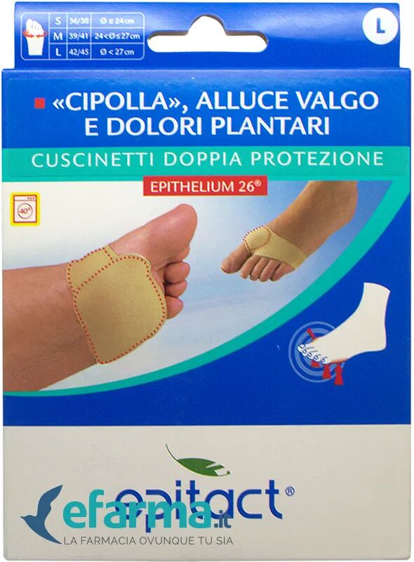 epitact cuscinetto doppia protezione per alluce valgo e dolori plantari taglia l