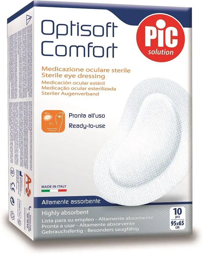 pic solution pic optisoft comfort medicazione oculare adesiva sterile 95x65mm 10 pezzi