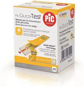 pic solution pic gluco test misurazione glicemia 25 strisce