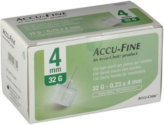 accu-chek accu-fine aghi penna per insulina 4mm 32g 100 pezzi