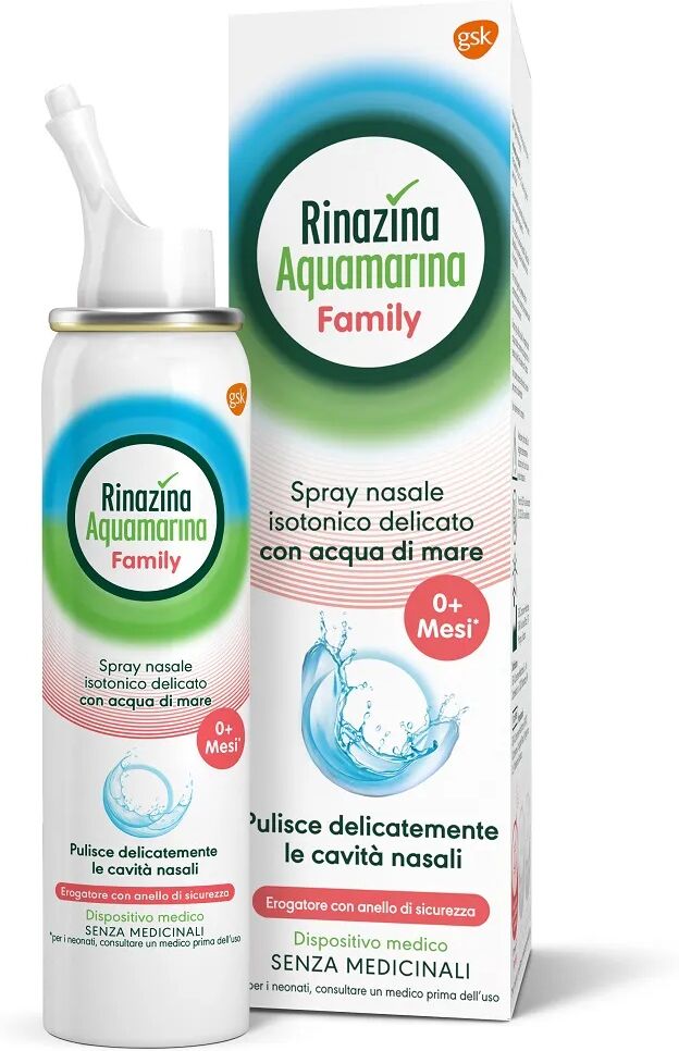 rinazina aquamarina family spray nasale isotonico acqua di mare lavaggio nasale neonati adulti 100ml