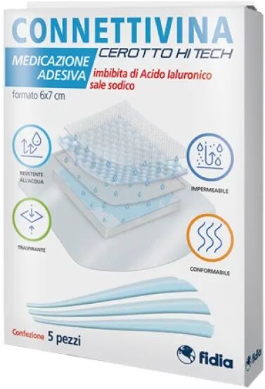 connettivina cerotto hi tech medicazione adesiva 6x7 cm 5 pezzi