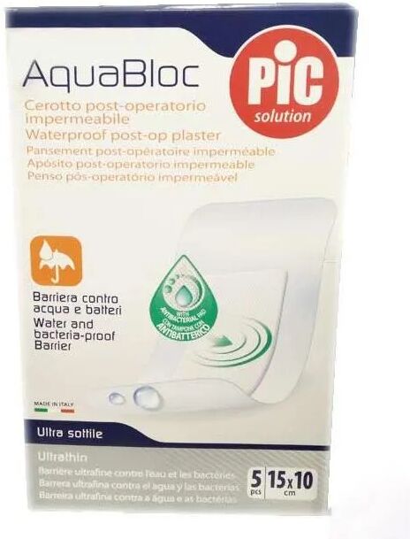 pic solution pic aquabloc cerotti antibatterici 15 x 10 cm 5 pezzi