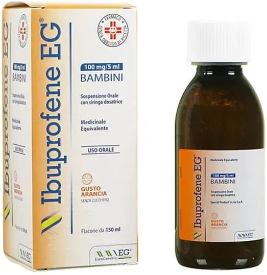 ibuprofene eg bambini 100 mg/5 ml sciroppo gusto arancia senza zucchero 150 ml