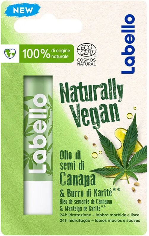 Labello Naturally Vegan Hemp Labbra All'Olio Di Canapa e Burro Di Karite 5.2 ml