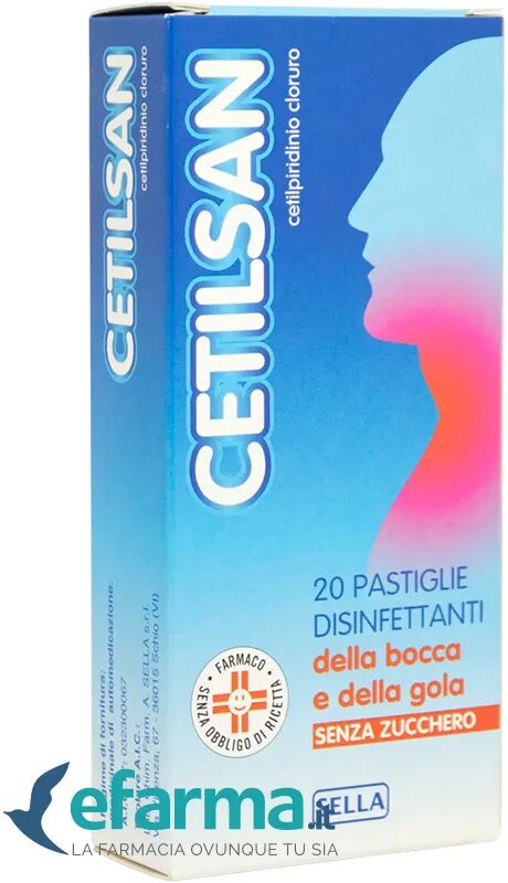 Sella Cetilsan Cetilpiridinio cloruro Antisettico 20 Pastiglie Senza Zucchero