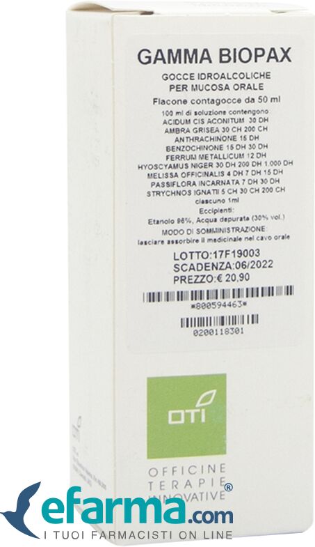 Oti Gamma Bio Pax Compositum Gocce Medicinale Omeopatico 50 ml