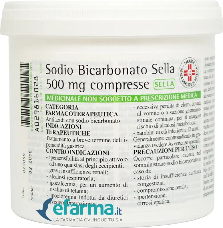 Sella Sodio Bicarbonato 500 mg 1000 Compresse