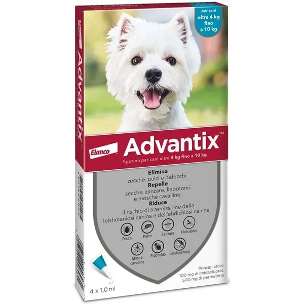 advantix spot-on cani da 4 a 10 kg 4 pipette monodose