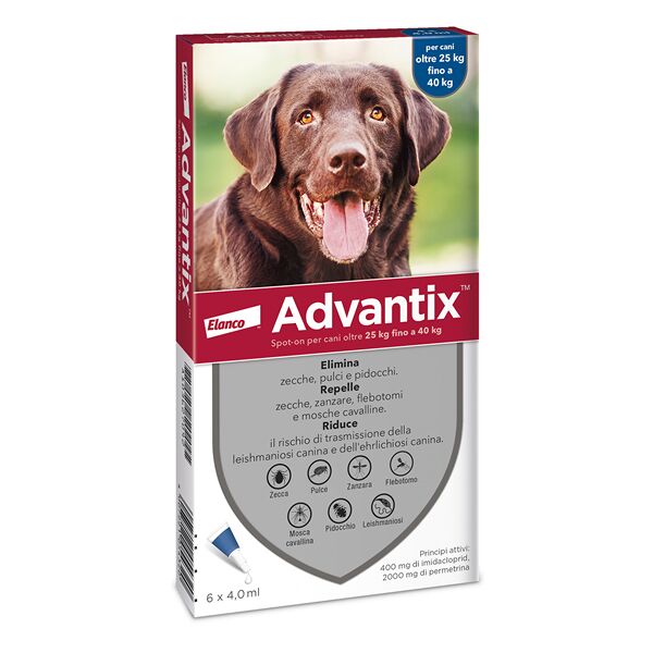 advantix spot-on per cani oltre 25 kg fino a 40 kg 6 pipette monodose