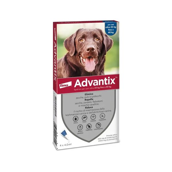 advantix spot-on cani oltre 25 kg fino a 40 kg 4 pipette monodose