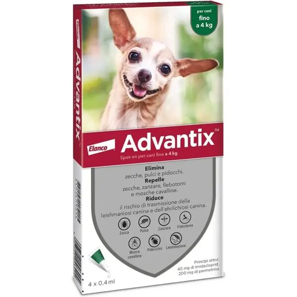 advantix spot-on cani fino a 4 kg 4 pipette monodose