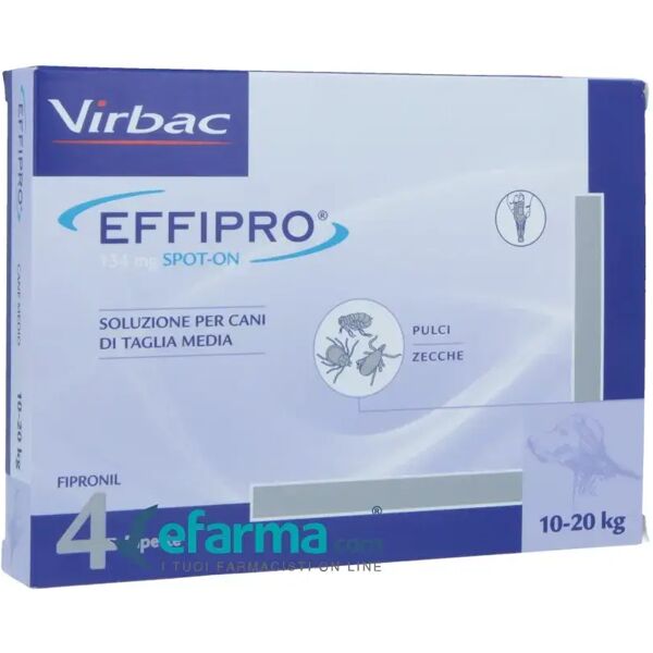 effipro virbac spot-on antiparassitario cani taglia media 10-20 kg 134 mg 4 pipette