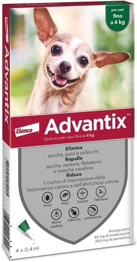 advantix spot-on cani fino a 4 kg 4 pipette monodose