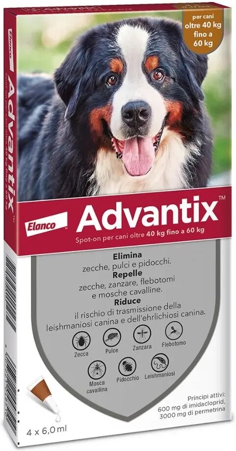 advantix spot-on per cani oltre i 40 kg fino a 60 kg 4 pipette monodose