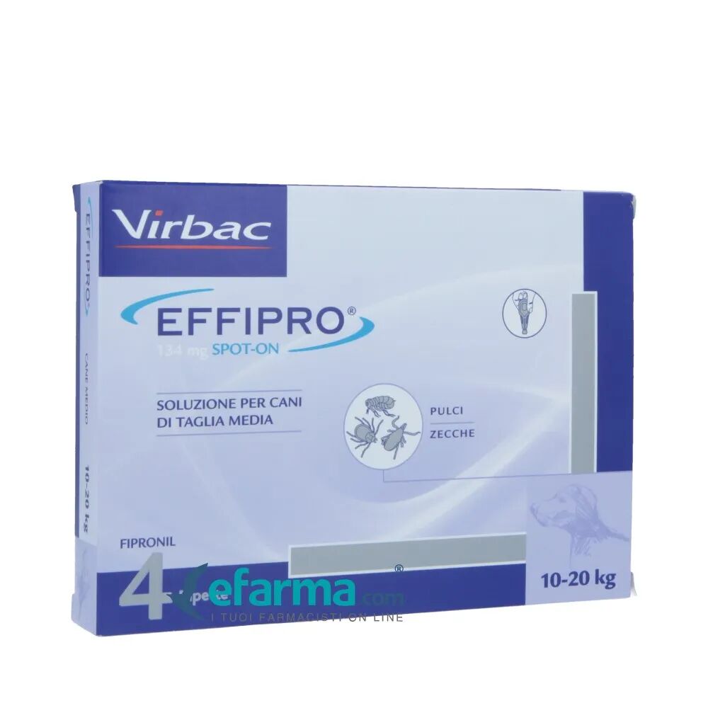 effipro virbac spot-on antiparassitario cani taglia media 10-20 kg 134 mg 4 pipette