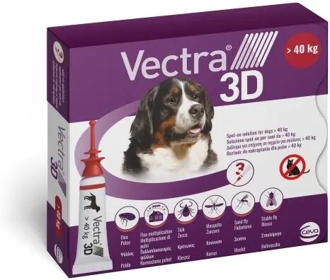 vectra 3d rosso spot-on cani superiori a 40 kg 3 pipette