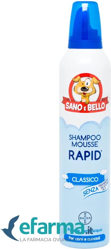 sano e bello bayer shampoo schiuma secca rapid classic cani 300 ml